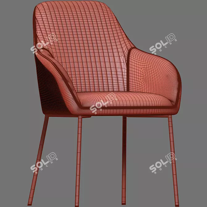 Modern Daniella Strip Dining Chair 3D model image 4