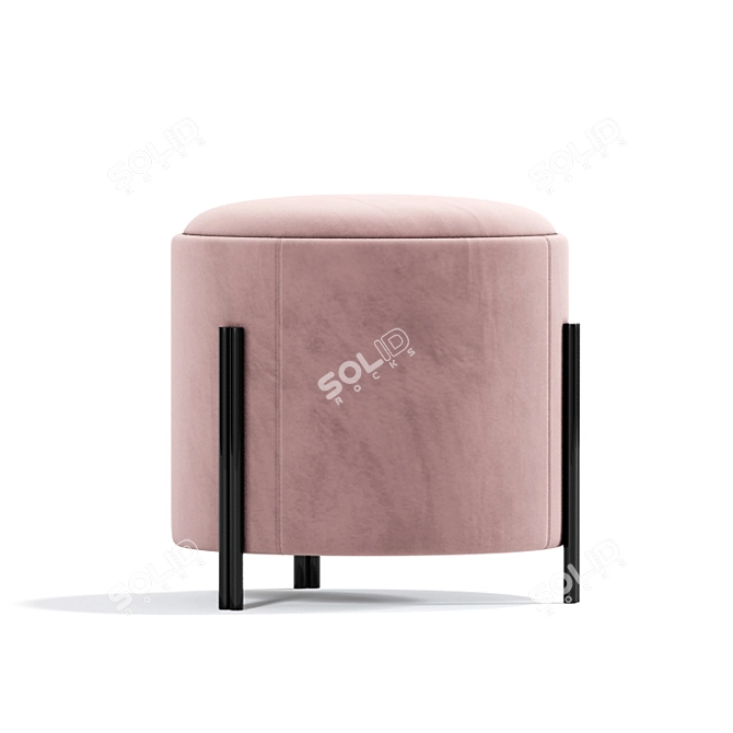 Soft Pink Apple Leatherette Pouf 3D model image 3