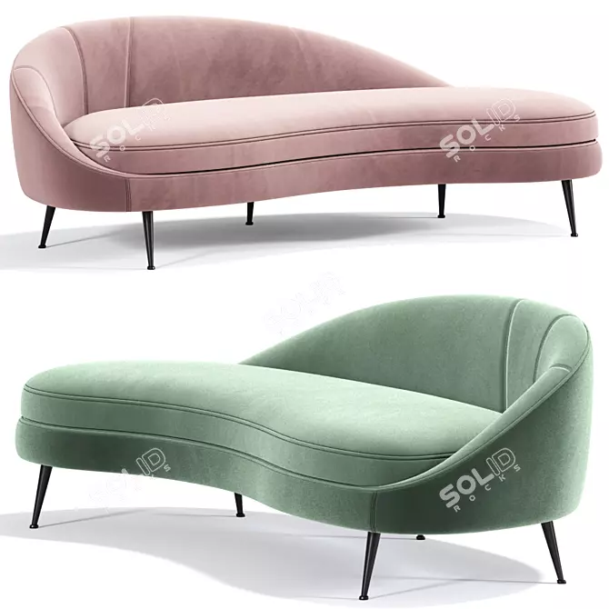 Porto Sand Curved Sofa 3D model image 1