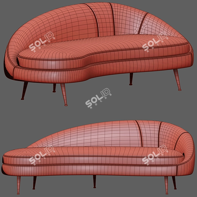 Porto Sand Curved Sofa 3D model image 4
