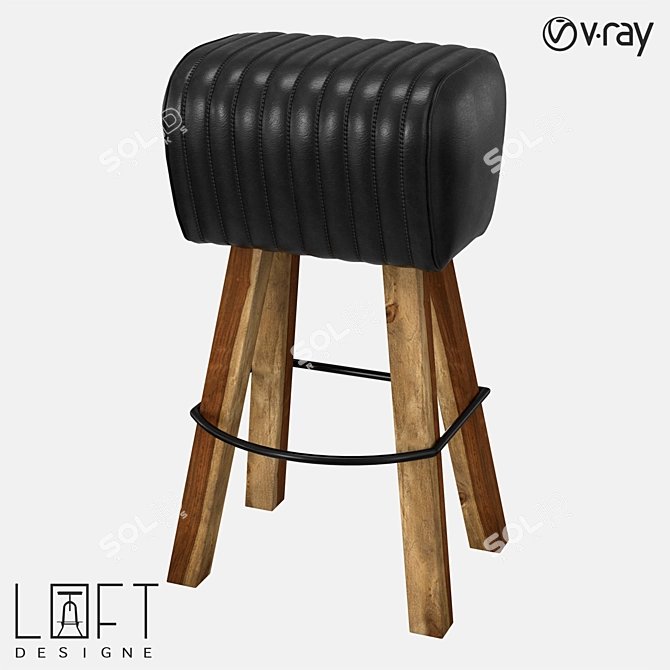 Industrial Leather Bar Stool: LoftDesign 2152 3D model image 1