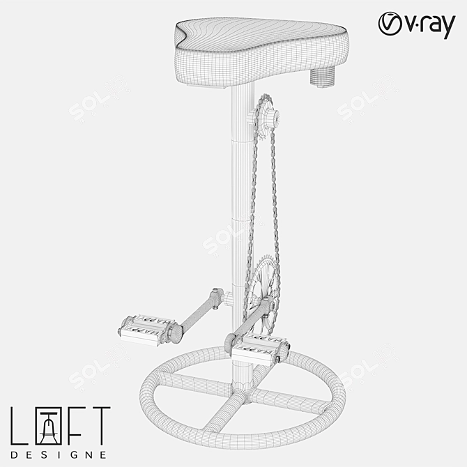 Metal Bar Stool: LoftDesigne 2154 Model 3D model image 2