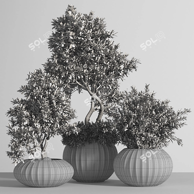 Outdoor Oasis: 3 Tree Concrete Planter 3D model image 5