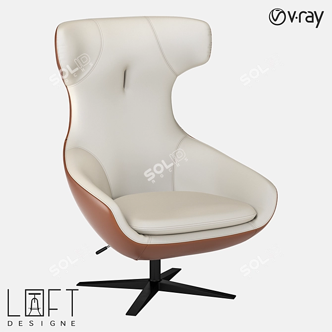 LoftDesigne Armchair 10847: Metal & Eco Leather 3D model image 1