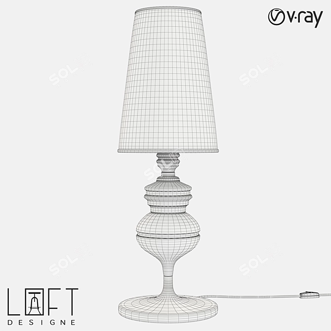 Modern Fabric and Metal Table Lamp 3D model image 2