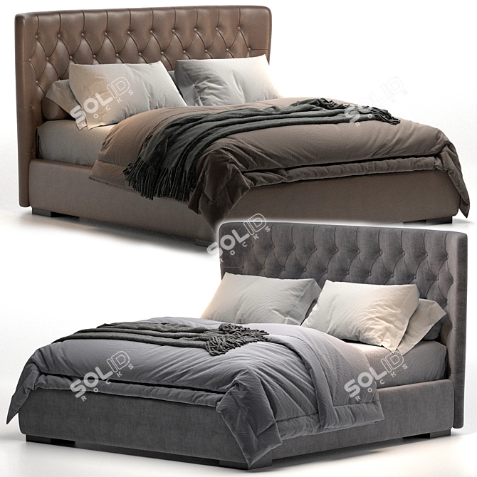 Elegant Lauren Bed - Storage & Style 3D model image 2