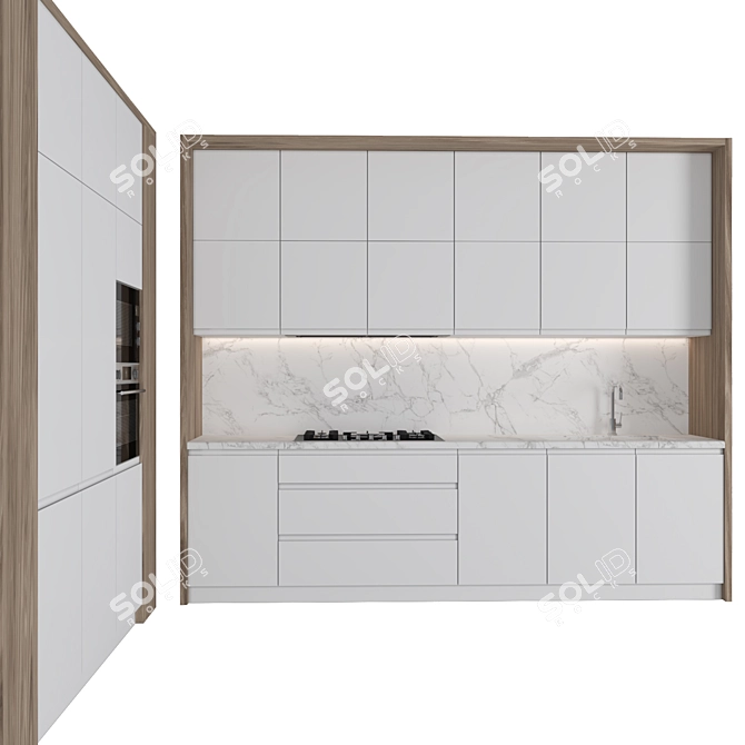 Modern Kitchen with Island 3D model image 2