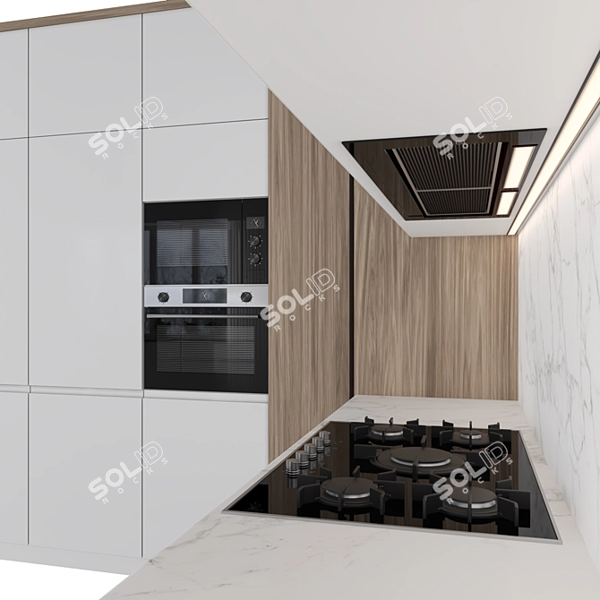 Modern Kitchen with Island 3D model image 4