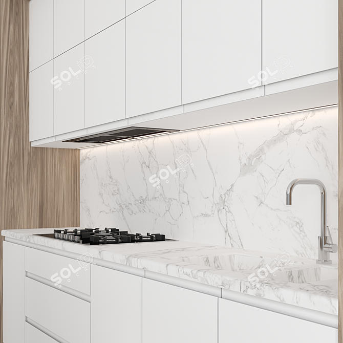 Modern Kitchen with Island 3D model image 5