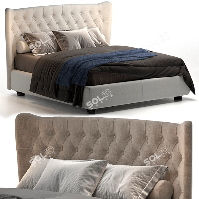 Tommy Capitonne Bed: Simplistic Elegance for Your Bedroom 3D model image 1
