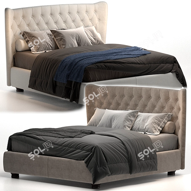 Tommy Capitonne Bed: Simplistic Elegance for Your Bedroom 3D model image 2