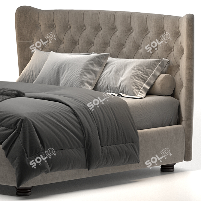 Tommy Capitonne Bed: Simplistic Elegance for Your Bedroom 3D model image 3