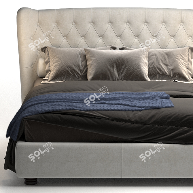 Tommy Capitonne Bed: Simplistic Elegance for Your Bedroom 3D model image 5