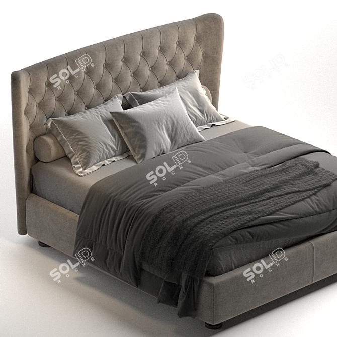 Tommy Capitonne Bed: Simplistic Elegance for Your Bedroom 3D model image 6