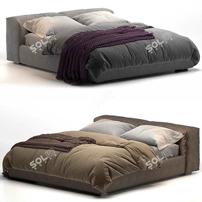 Title: Supreme Comfort Cappellini Bed 3D model image 2