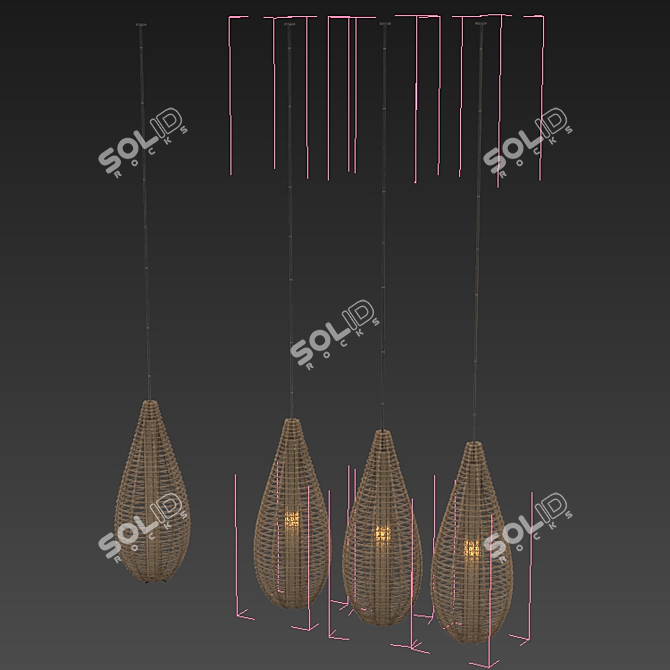 Rattan Branch Wicker Lamp 3D model image 5