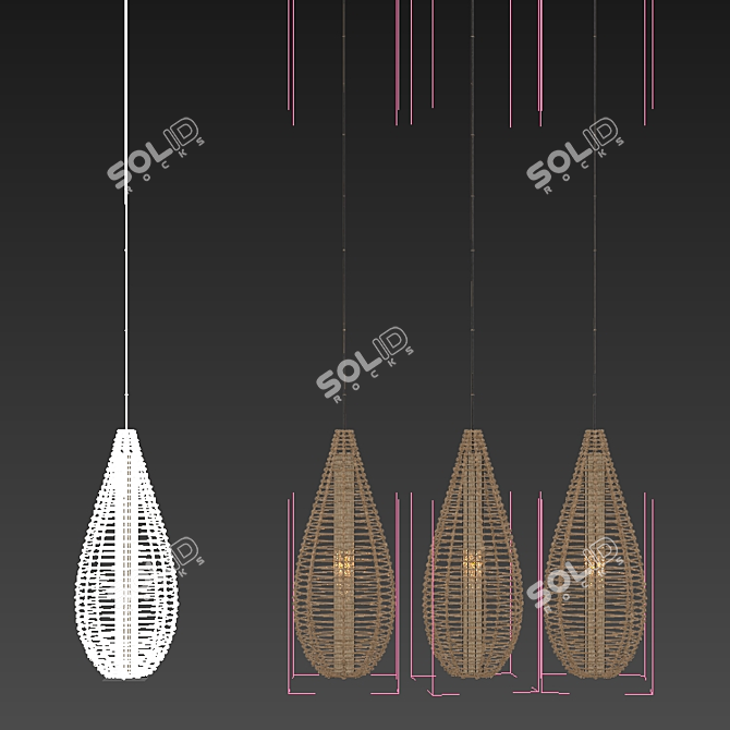 Rattan Branch Wicker Lamp 3D model image 6