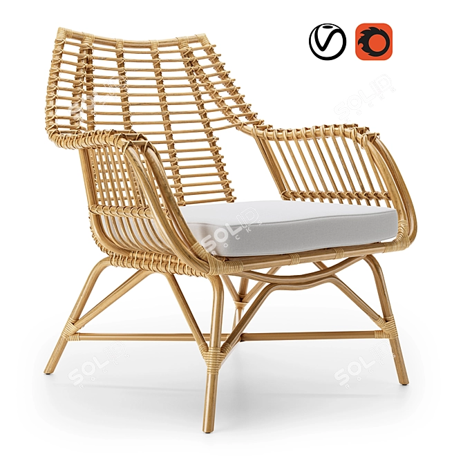 Venice Rattan Accent Chair: Handcrafted Elegance 3D model image 1