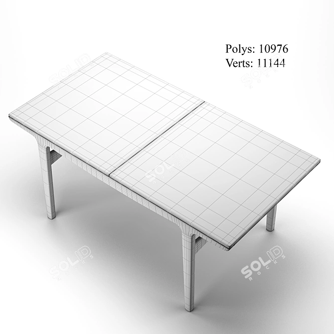 Danish Teak Model 169 Dining Table 3D model image 2