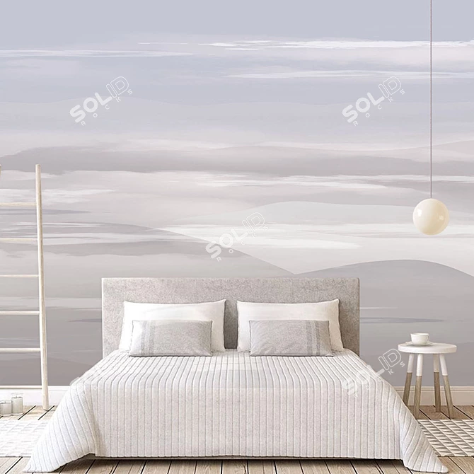 Title: Quiet Clouds: Eco-Embossed Wallpapers 3D model image 2