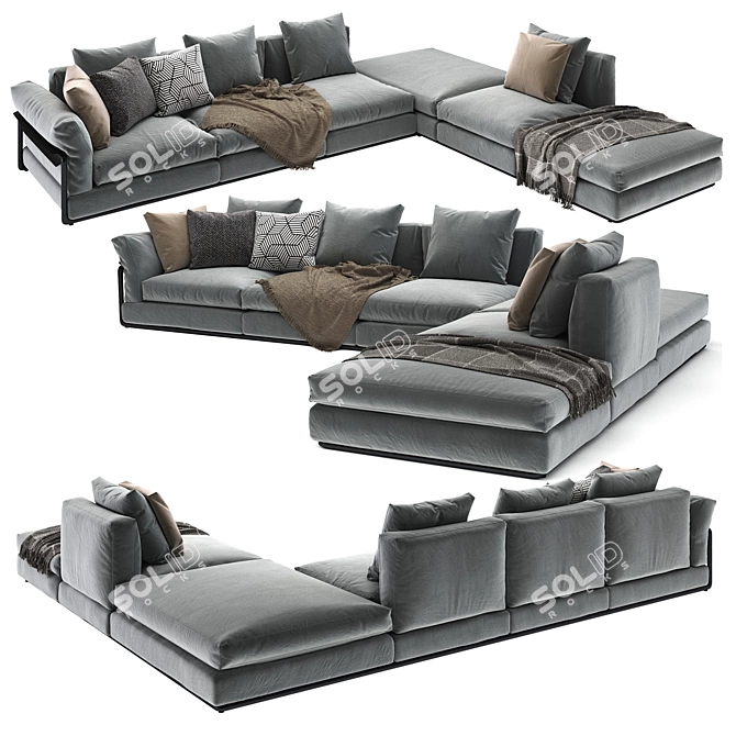 Modern Flexform Zeno 2 Sofa 3D model image 2