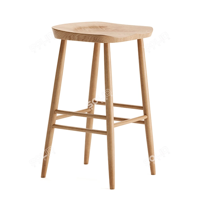 Sleek Ercol Bar Stool: Stylish and Compact 3D model image 1