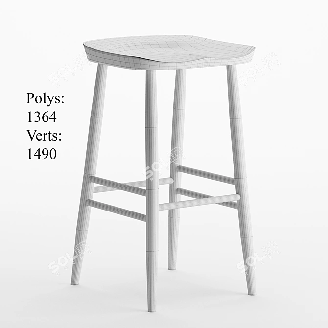 Sleek Ercol Bar Stool: Stylish and Compact 3D model image 3