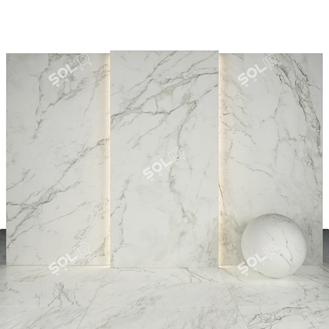 Magical White Marble Slabs & Tiles 3D model image 1