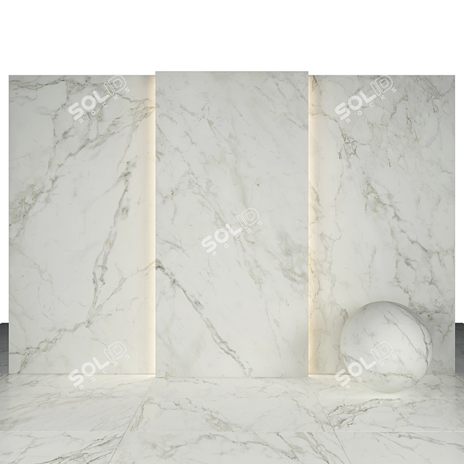 Magical White Marble Slabs & Tiles 3D model image 2