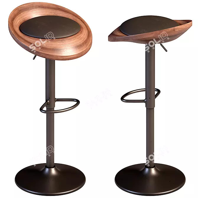 Modern Black Walnut Bar Chair 3D model image 1