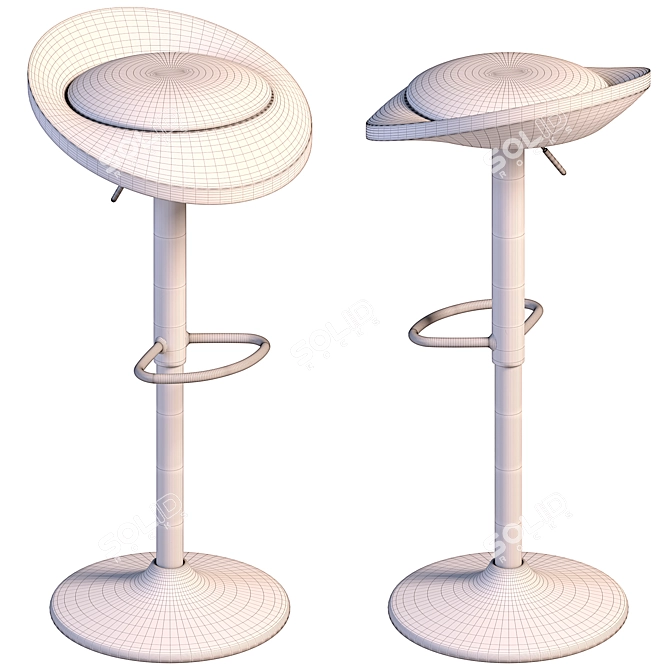 Modern Black Walnut Bar Chair 3D model image 2