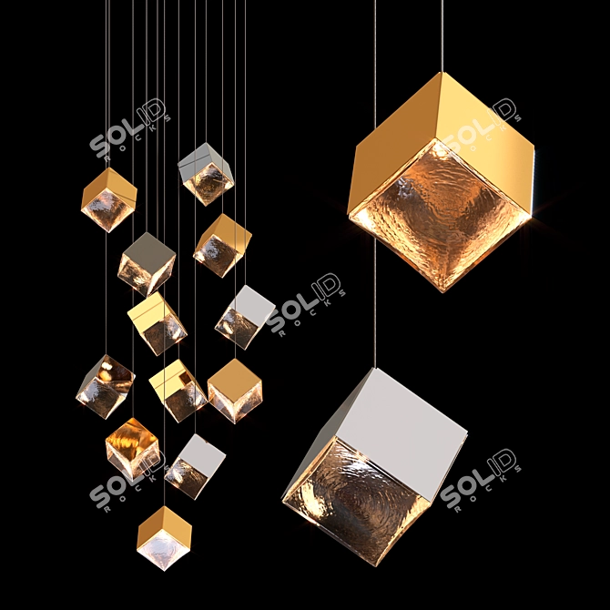 Sculptural Glass Pendant: Bomma Pyrite 3D model image 1