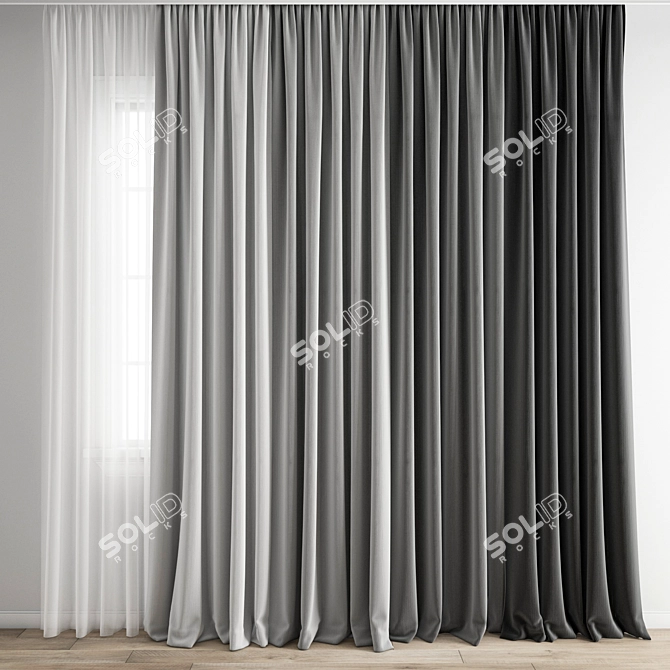 Elegant Polygonal Curtain 3D model image 1