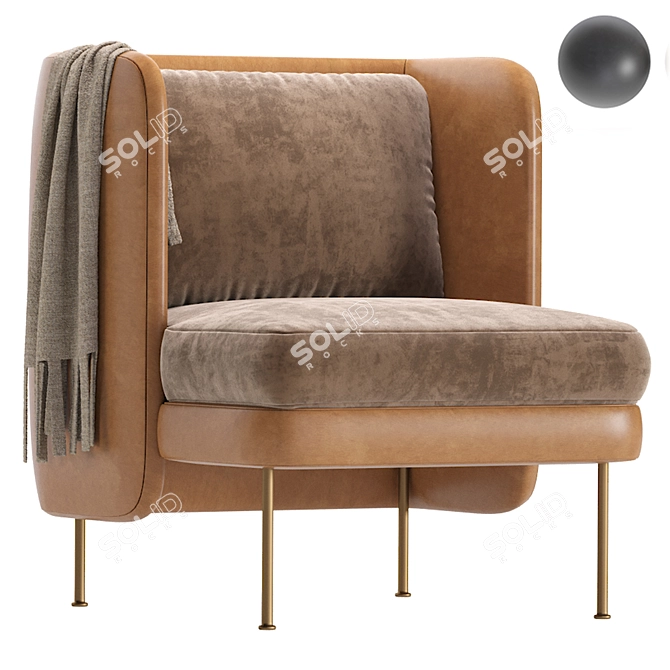 Contemporary Leather Lounge Armchair 3D model image 1
