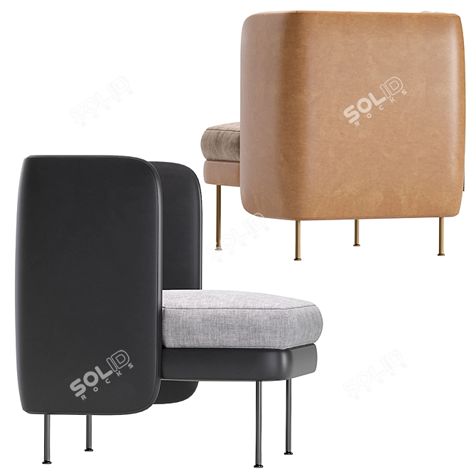 Contemporary Leather Lounge Armchair 3D model image 2