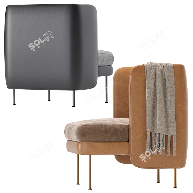 Contemporary Leather Lounge Armchair 3D model image 4