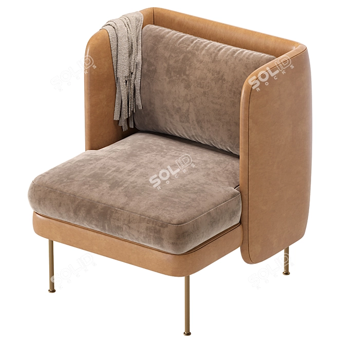 Contemporary Leather Lounge Armchair 3D model image 5