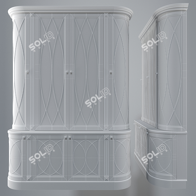 Elegant Vintage Sideboard 3D model image 2