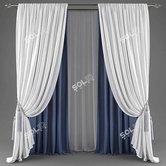 Polyester Blend Curtains 3D model image 1
