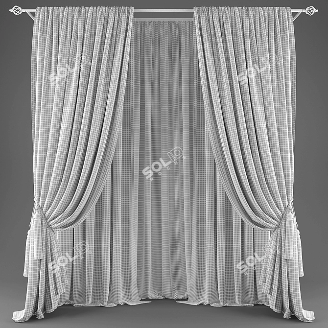 Polyester Blend Curtains 3D model image 2