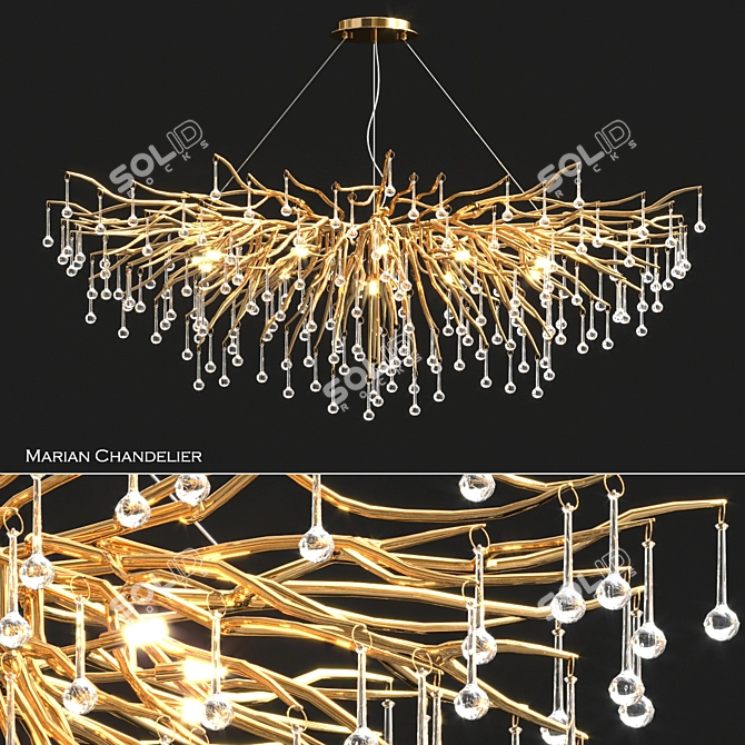 Elegant Marian Chandelier - 150cm 3D model image 1