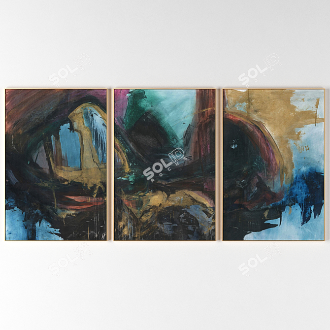 Modern Art Collection: 3 Frame Set 3D model image 2