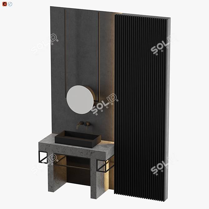 Modern Gray Bathroom Set 3D model image 3