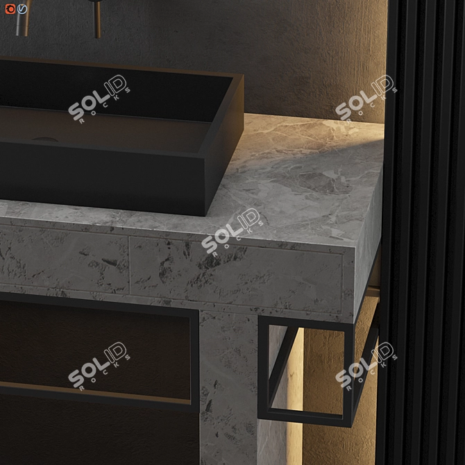 Modern Gray Bathroom Set 3D model image 5