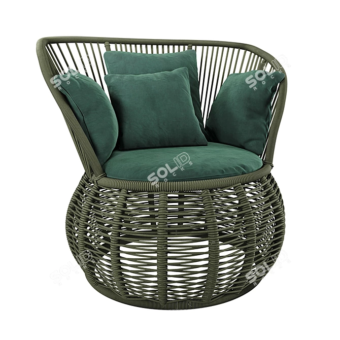 Brazilian Boho Rattan Armchair 3D model image 7