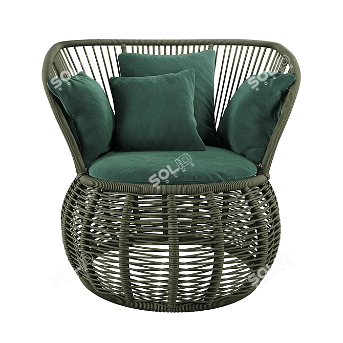 Brazilian Boho Rattan Armchair 3D model image 9