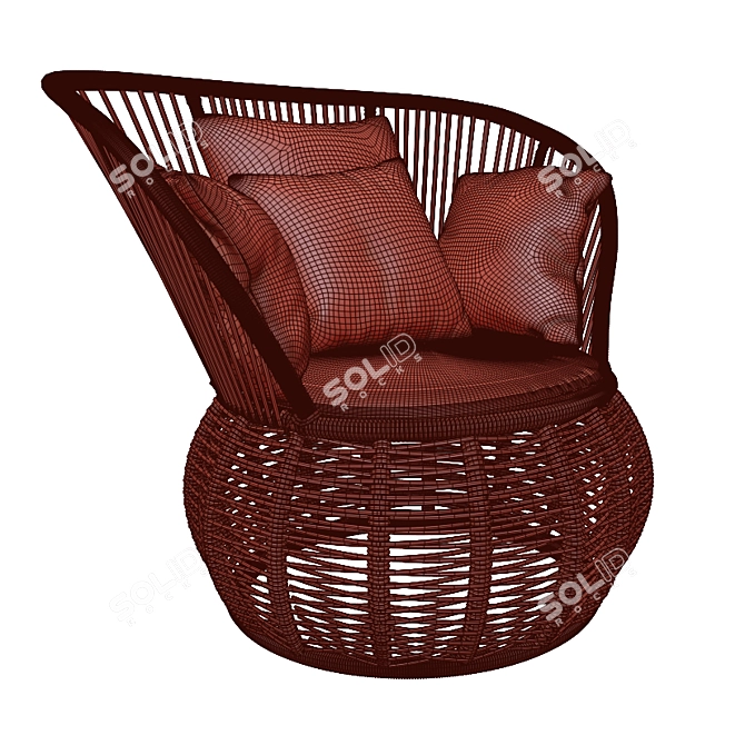 Brazilian Boho Rattan Armchair 3D model image 14