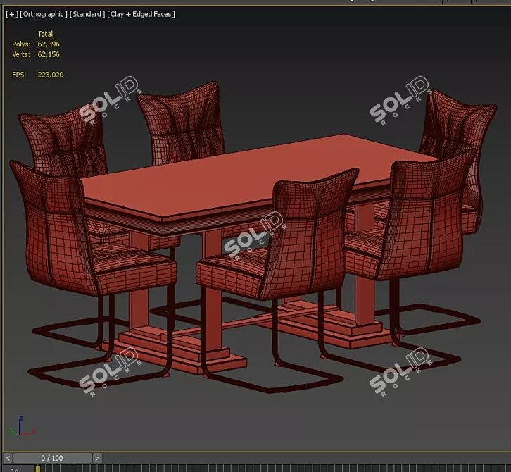 Sleek 10-Piece Modern Dining Set 3D model image 3