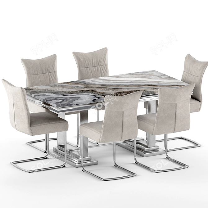 Sleek 10-Piece Modern Dining Set 3D model image 4