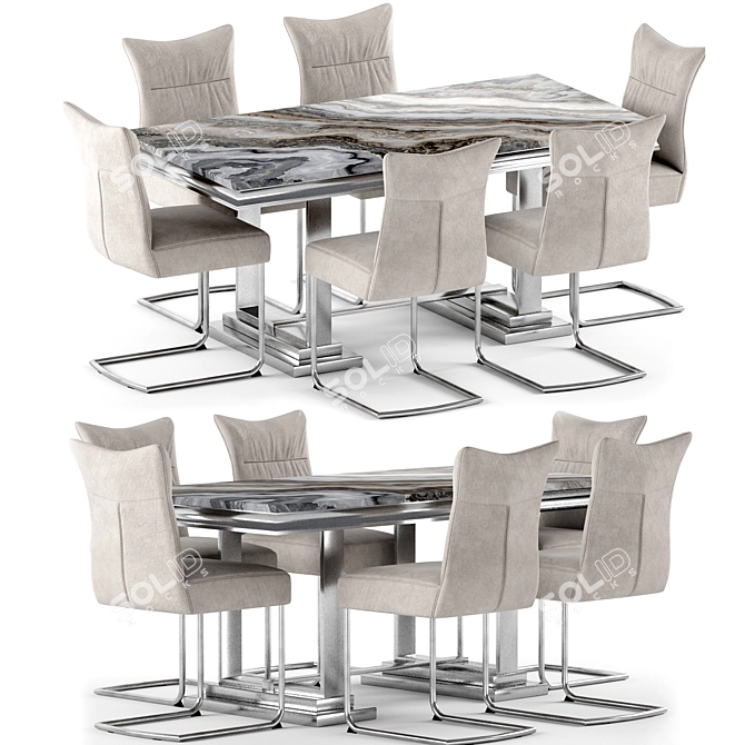 Sleek 10-Piece Modern Dining Set 3D model image 9